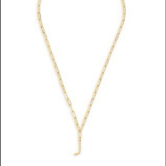 NEW Sterling Forever 14K Goldtone Braided J Initital Pendant Necklace - Picture 2 of 10